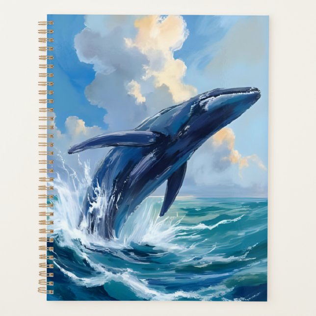 Blue Whale | Ocean Sea Animal Watercolor Planer (Vorderseite)