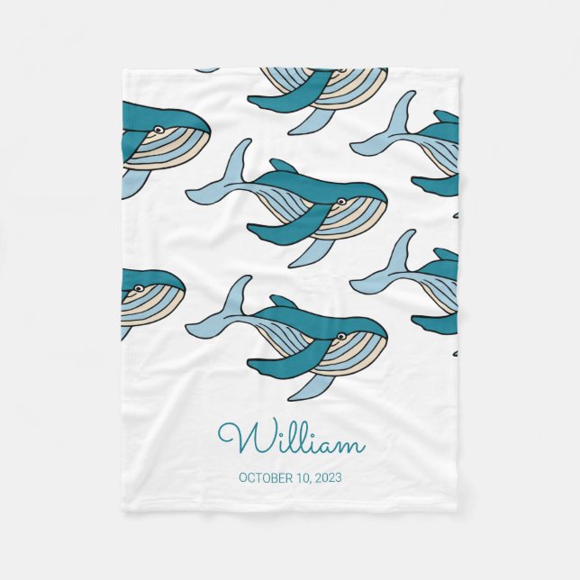 Blue Whale Pattern Baby Fleecedecke (Vorderseite)