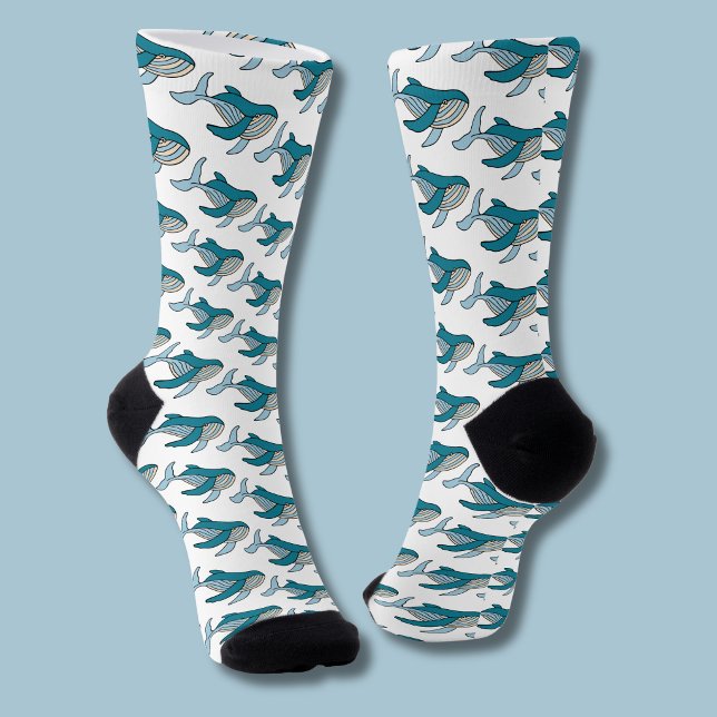 Blue Whale Pattern Neck Tie Socken (Blue whale socks)