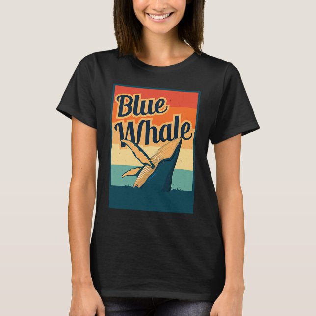 Blue Whale Sea Diving Maritime Waves Nature Protec T-Shirt (Vorderseite)