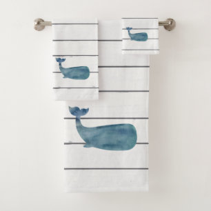 Blue Whale Shiplap Badetuch Set