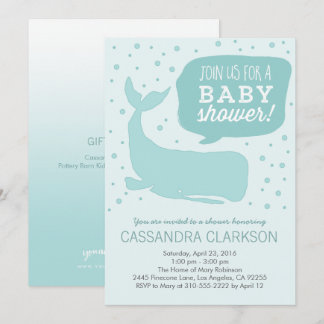 Blue Whale Stylish Baby Shower Einladungen
