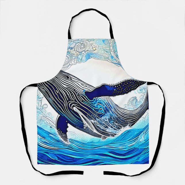 Blue Whale Wave Art Schürze (Vorderseite)