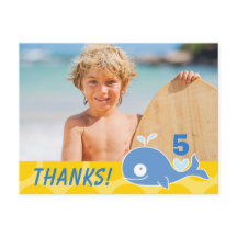 Blue Whale Yellow Dots Boy's Birthday Dank Foto