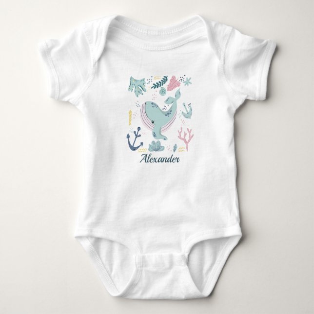 Blue WhalSea Life Baby Ocean Marine Life Baby Strampler (Vorderseite)