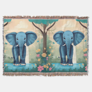 Blue Whimsical Baby Elephant, Decke