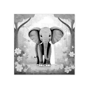 Blue Whimsical Baby Elephant, Gummistempel