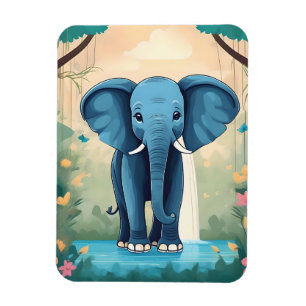 Blue Whimsical Baby Elephant, Magnet