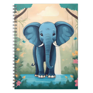 Blue Whimsical Baby Elephant, Notizblock