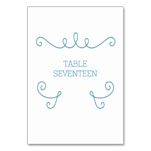 Blue Whimsical Blüh Table Card Tischnummer