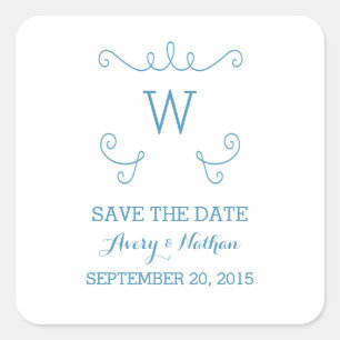 Blue Whimsical Blühte Save the Date Stickers