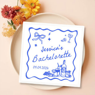 Blue Whimsical Cocktail Junggeselinnen-Abschied Serviette