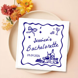 Blue Whimsical Cocktail Junggeselinnen-Abschied Serviette