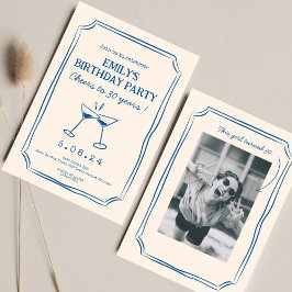 Blue Whimsical Funky Cheers Beers 30. Geburtstag Einladung