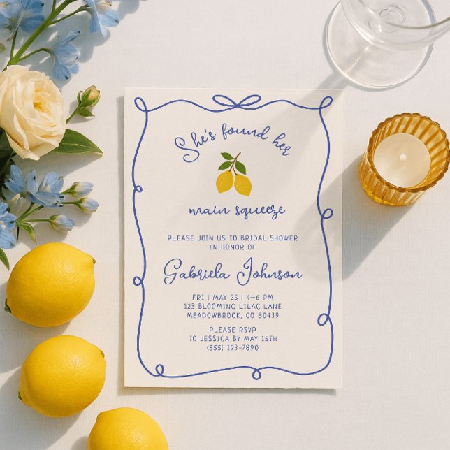 Blue Whimsical Lemons Bridal Dusche Einladung (Von Creator hochgeladen)