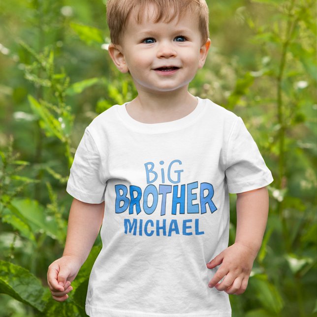Blue Whimsical Niedlich Modern Brother Brother Bru Baby T-shirt (Von Creator hochgeladen)