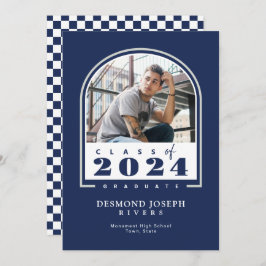 Blue White 2024 Modern Arch Foto Abschluss Ankündigung