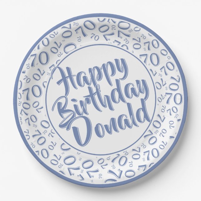 Blue/White 70th Random Number Pattern Pappteller (Vorderseite)