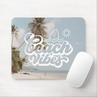 Blue White Aästhetics Beach Vibes Mousepad