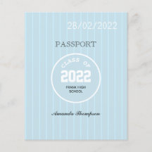 Blue & White Abschluss Passport Foto Einladung