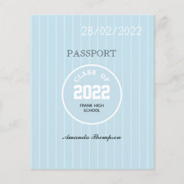 Blue & White Abschluss Passport Foto Einladung Flyer