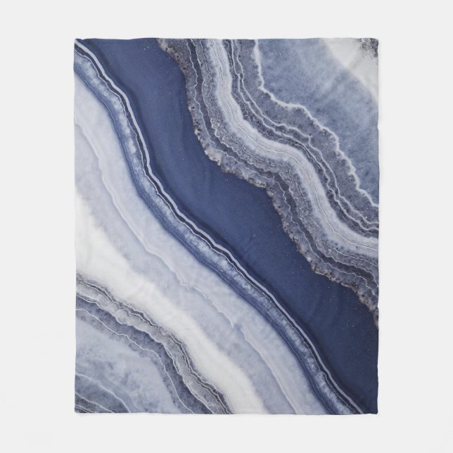 Blue White Agate Marble Fleecedecke (Vorderseite)
