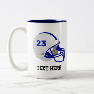 Blue & White American Football Helmet Zweifarbige Tasse