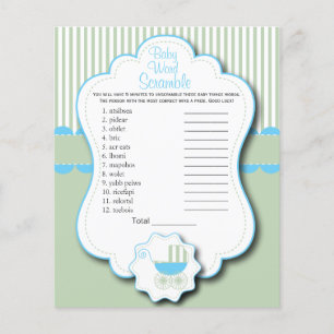 Blue, White and Mint Green Baby Dusche - Scramble Flyer