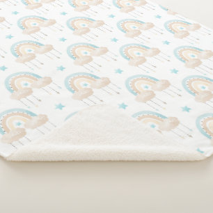 Blue White and Tan Clouds and Rainbows Baby Boy Sherpadecke