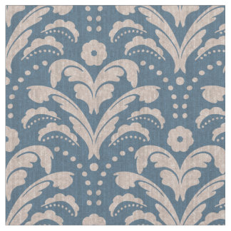 Blue-White Art Deco Damask mit Vintagem Grunge Stoff