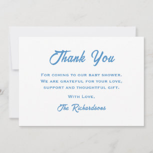 Blue White Baby Shower Fun Trendy Adventure wartet Dankeskarte