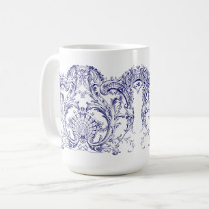 Blue & White Barock Rokoko Cartouche Frieze Kaffeetasse