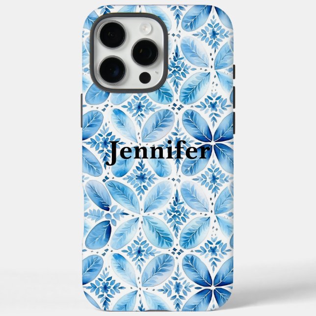Blue White Batik Floral Case-Mate iPhone Hülle (Rückseite)