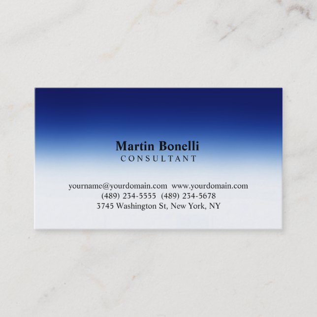 Blue White Beruflich Consultant Business Card Visitenkarte (Vorderseite)