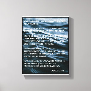 BLUE WHITE BLACK HAPPY THANKSGIVING PSALMS 100 LEINWANDDRUCK