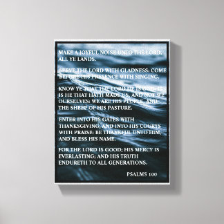 BLUE WHITE BLACK HAPPY THANKSGIVING PSALMS 100 LEINWANDDRUCK