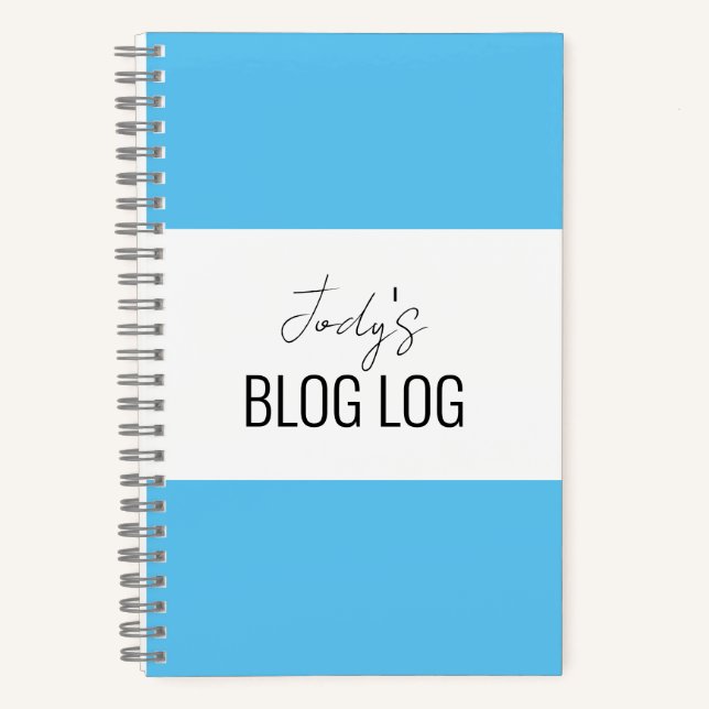 Blue & White Blogging Spiral Notebook Notizbuch (Vorderseite)