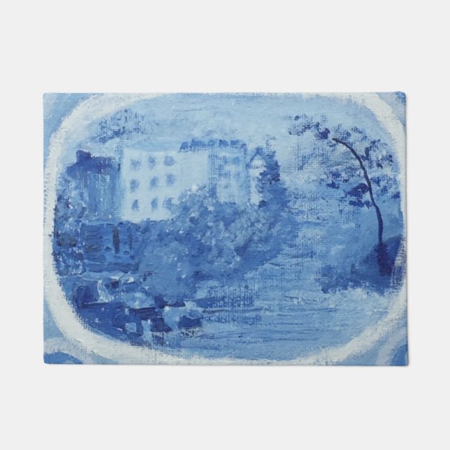 Blue White Blue Willow Platter Disc Fußmatte (Vorderseite)