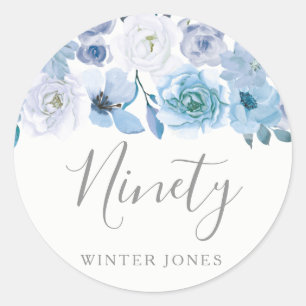 Blue White Blume 90. Geburtstagsparty Sticker