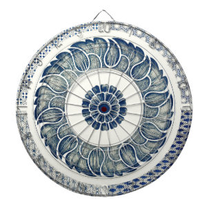 Blue White Blumenchinesisch Runde Dartscheibe