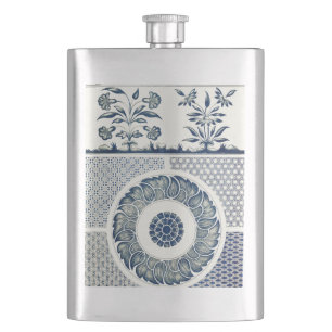 Blue White Blumenchinesisch Runde Flachmann