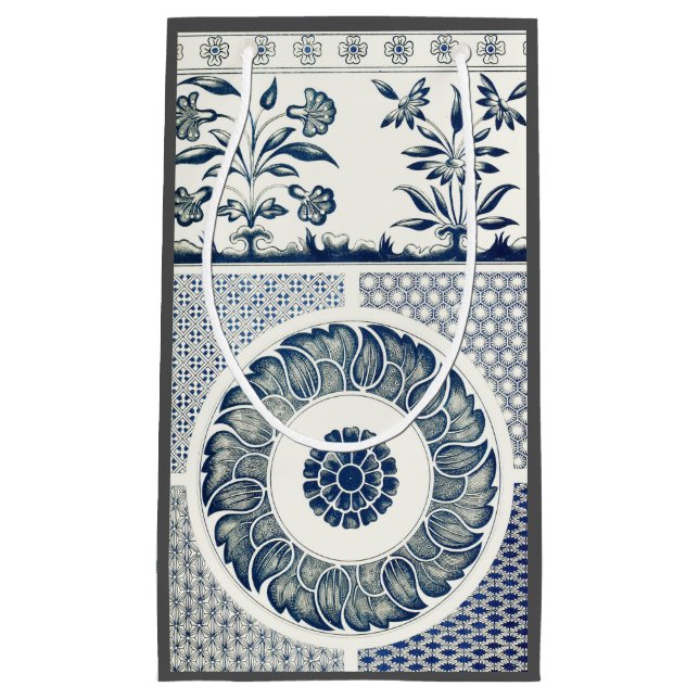 Blue White Blumenchinesisch Runde Kleine Geschenktüte (Vorderseite)