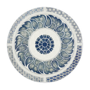 Blue White Blumenchinesisch Runde Schneidebrett