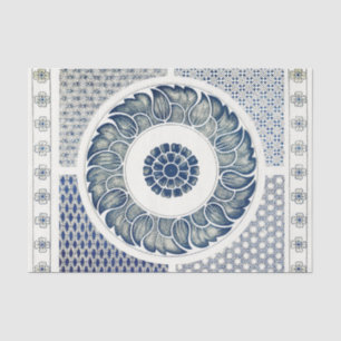 Blue White Blumenchinesisch Runde Seidenpapier