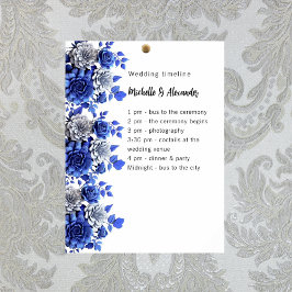 Blue White Blumenskript Budget Hochzeitsprogramm Poster