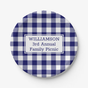 Blue White Buffalo Karo Ihr Name Familie Picnic Pappteller