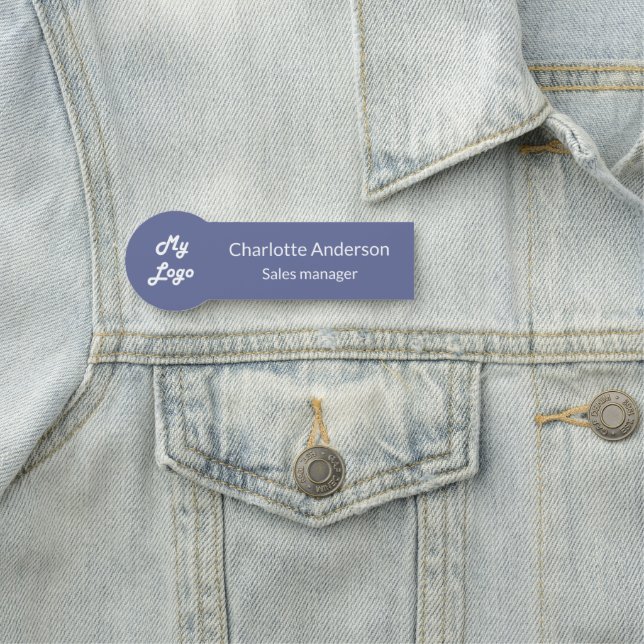Blue White Business Logo Namensschild (Beispiel)