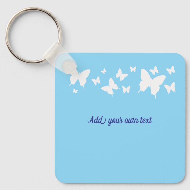 Blue & White Butterfly Keyring Wedding favour  Schlüsselanhänger (Vorderseite)