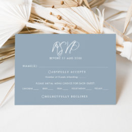 Blue & White Calligraphy UAWG Wedding Repcard Einladung