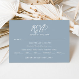 Blue & White Calligraphy UAWG Wedding Repcard Einladung